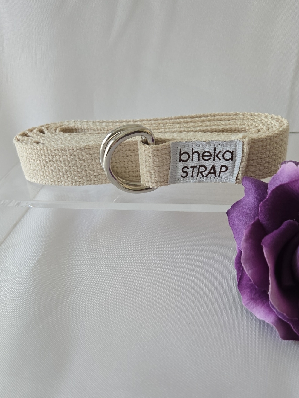 Bheka Natural Cotton Yoga Strap • 8ft • D‑Ring • NWOT • Iyengar